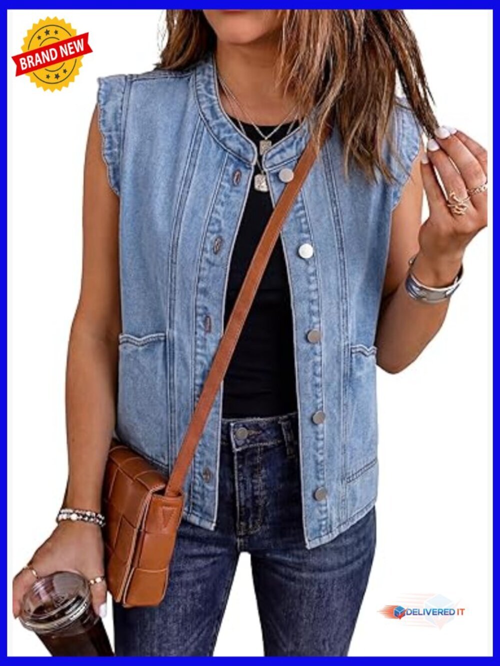 Sleeveless Denim Vest Button Down Jean Vest Top Waistcoat Summer Western Outfits